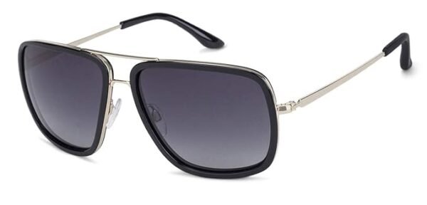 VINCENT CHASE EYEWEAR | Full Rim Square Branded Latest and Stylish Sunglasses | Polarized and 100% UV Protected | Men & Women | Large | VC S11748 (Frame Golden/Lens Grey)