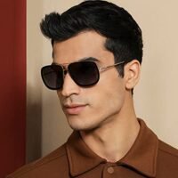 VINCENT CHASE EYEWEAR | Full Rim Square Branded Latest and Stylish Sunglasses | Polarized and 100% UV Protected | Men & Women | Large | VC S11748 (Frame Golden/Lens Grey) - Image 4