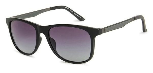 VINCENT CHASE EYEWEAR By Lenskart | Full Rim Wayfarer Branded Latest and Stylish Sunglasses | Polarized and 100% UV Protected | Men & Women | Large | VC S11113 (Color:-Black/Lens Blue)-Pack of 1