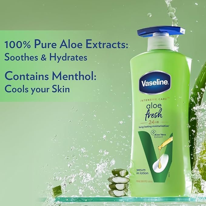 Vaseline Intensive Care Aloe Fresh Body Lotion | For Dry Skin | Moisturised Glowing Skin with Pro Ceramides 400ml
