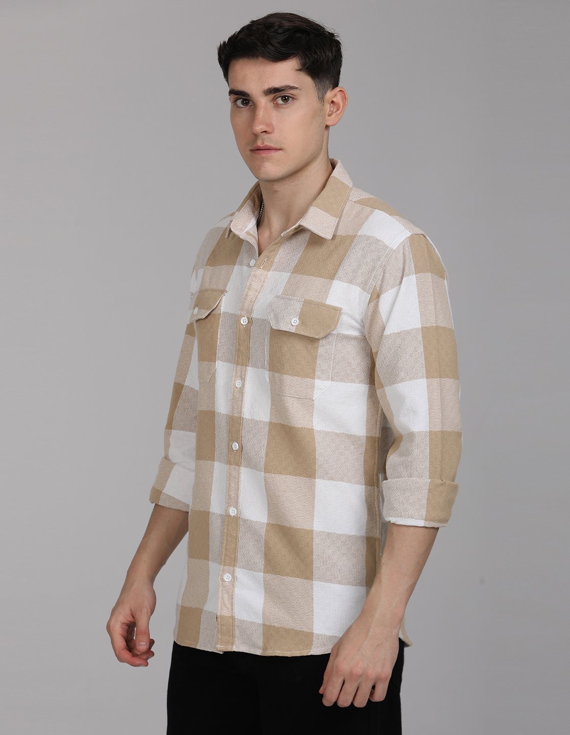 Stylofy Men Regular Fit Cotton Checks Full Sleeve Shirt