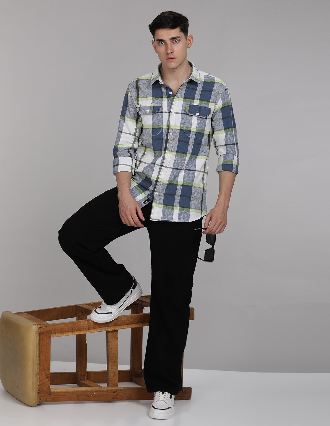 Stylofy Men Regular Fit Cotton Checks Full Sleeve Shirt