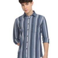 Men Striped Slim Fit Shirt Full Sleeve - Image 5