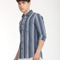 Men Striped Slim Fit Shirt Full Sleeve - Image 6