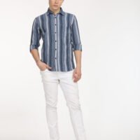 Men Striped Slim Fit Shirt Full Sleeve - Image 8
