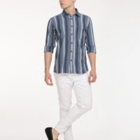 Men Striped Slim Fit Shirt Full Sleeve - Image 2