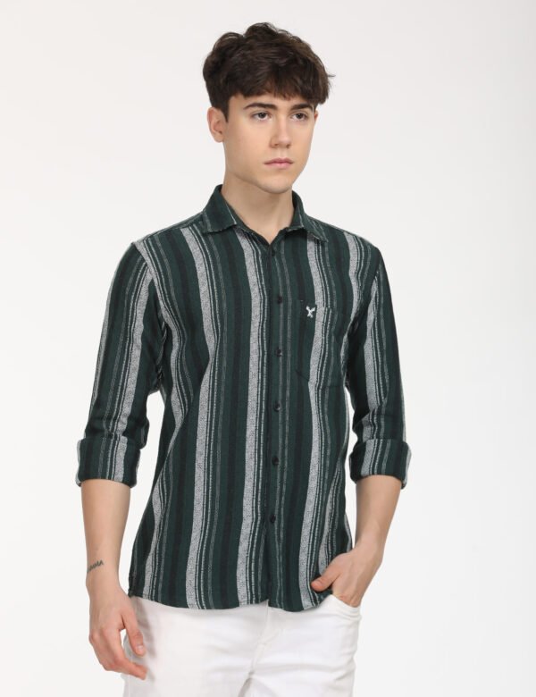 Men Striped Slim Fit Shirt Full Sleeve