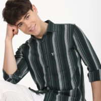 Men Striped Slim Fit Shirt Full Sleeve - Image 6
