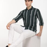 Men Striped Slim Fit Shirt Full Sleeve - Image 7