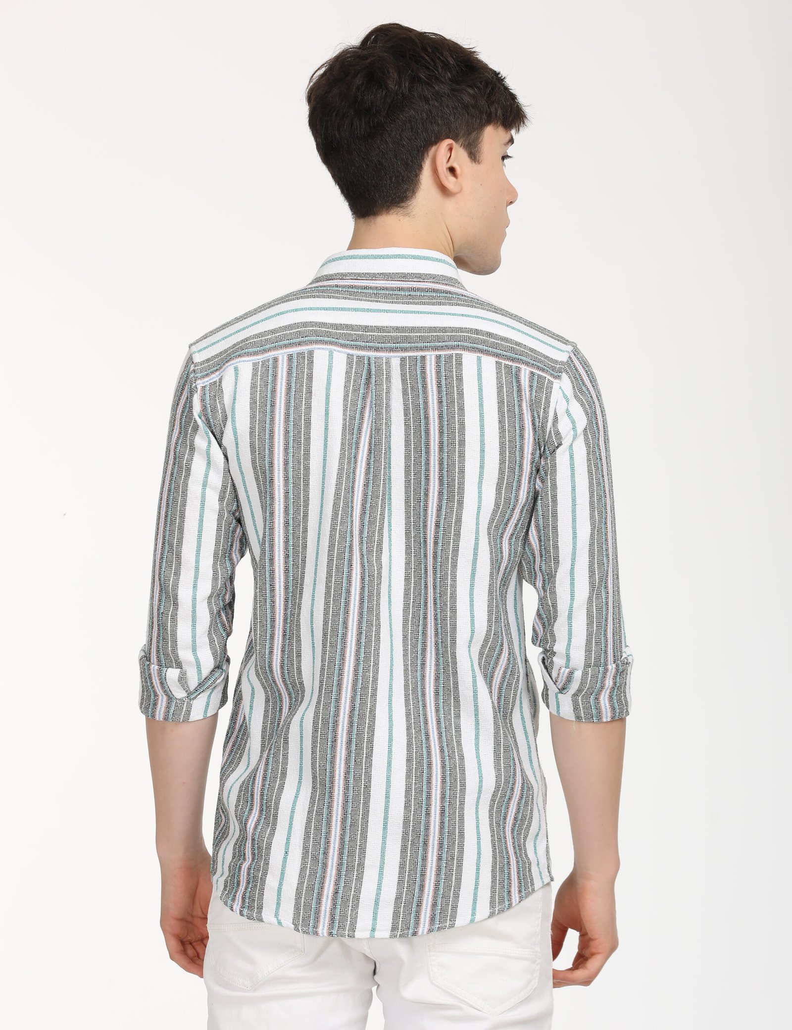 Men Striped Slim Fit Shirt Full Sleeve
