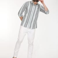 Men Striped Slim Fit Shirt Full Sleeve - Image 5
