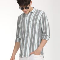 Men Striped Slim Fit Shirt Full Sleeve - Image 3