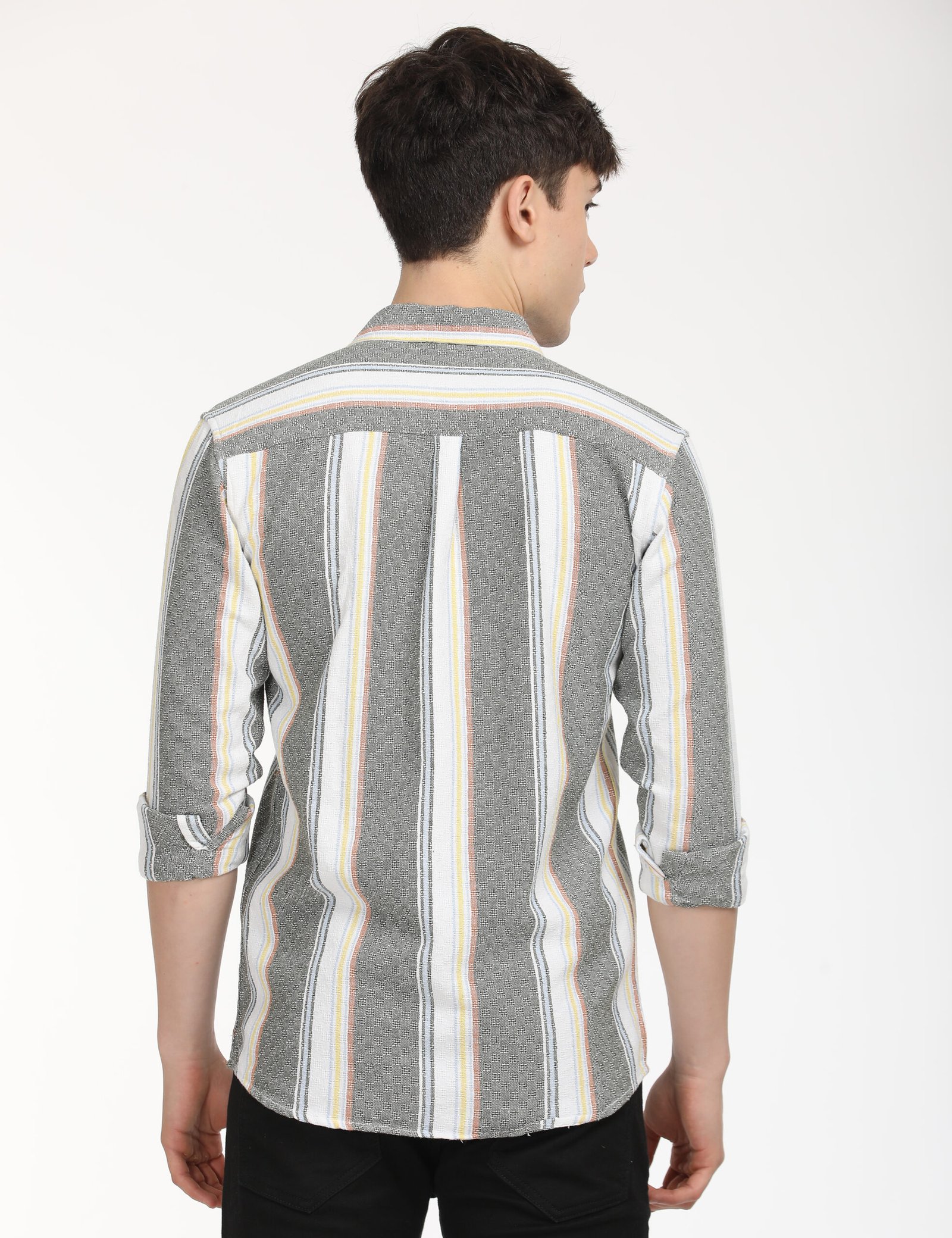 Men Striped Slim Fit Shirt Full Sleeve
