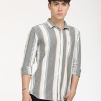 Men Striped Slim Fit Shirt Full Sleeve - Image 3
