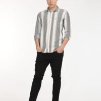 Men Striped Slim Fit Shirt Full Sleeve - Image 6
