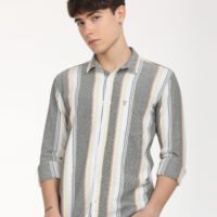 Men Striped Slim Fit Shirt Full Sleeve - Image 7