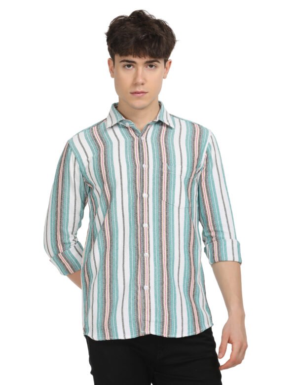 Men Striped Slim Fit Shirt Full Sleeve