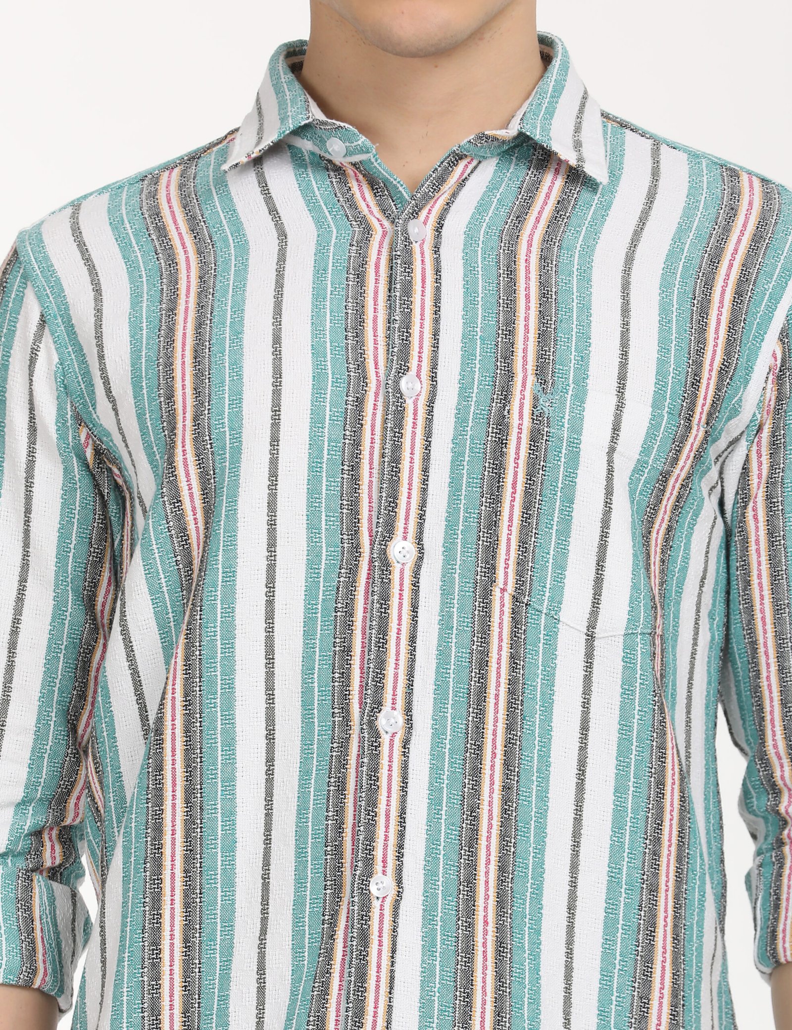Men Striped Slim Fit Shirt Full Sleeve
