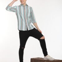 Men Striped Slim Fit Shirt Full Sleeve - Image 3