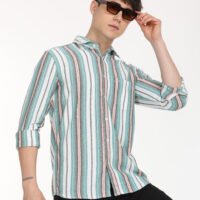 Men Striped Slim Fit Shirt Full Sleeve - Image 4