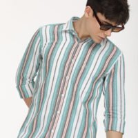 Men Striped Slim Fit Shirt Full Sleeve - Image 5