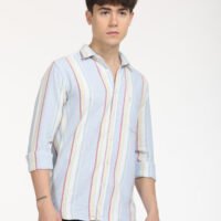 Men Striped Slim Fit Shirt Full Sleeve - Image 6