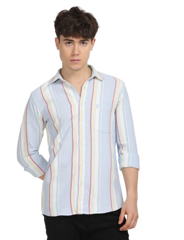 Men Striped Slim Fit Shirt Full Sleeve