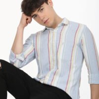 Men Striped Slim Fit Shirt Full Sleeve - Image 2