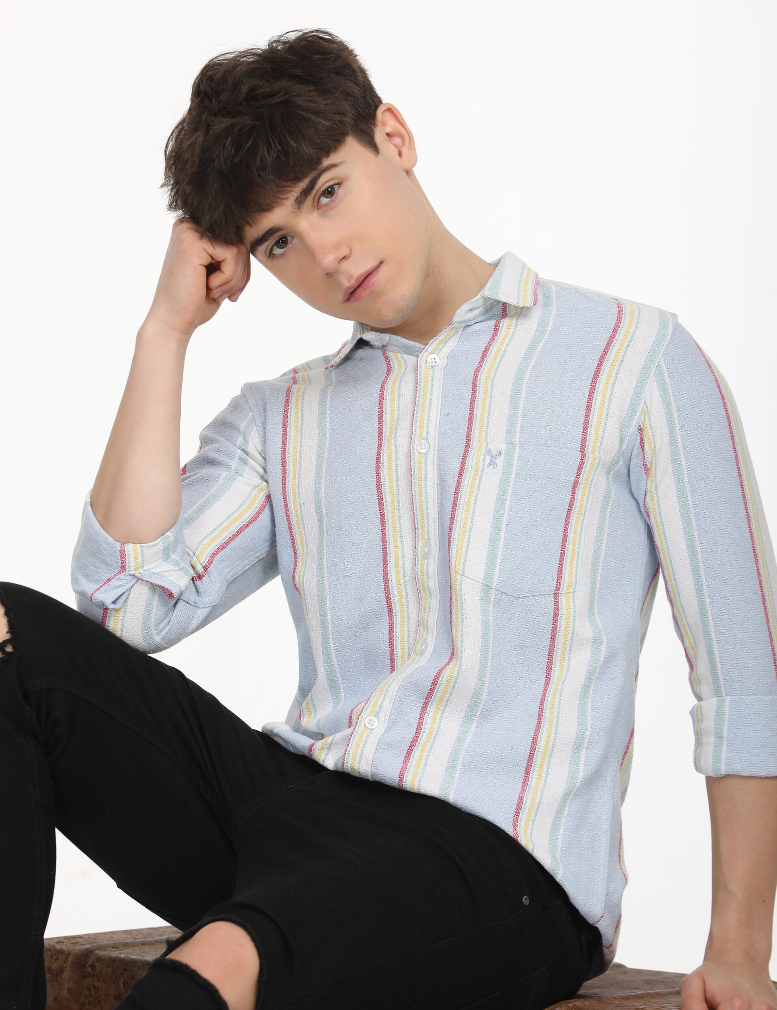 Men Striped Slim Fit Shirt Full Sleeve
