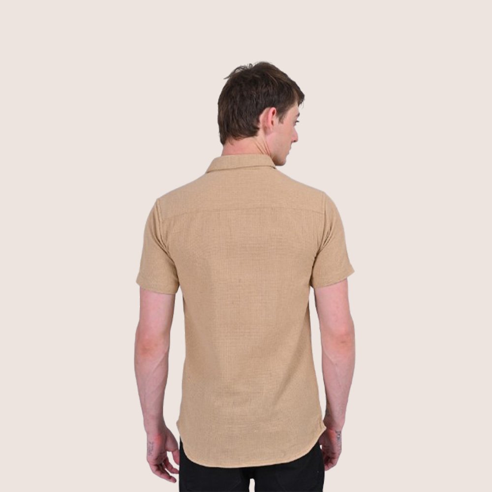 Stylofy Men Slim Fit Cotton Jute Half Sleeve Shirt
