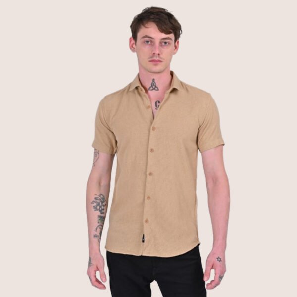 Stylofy Men Slim Fit Cotton Jute Half Sleeve Shirt