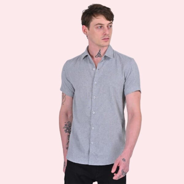 Stylofy Men Slim Fit Cotton Jute Half Sleeve Shirt