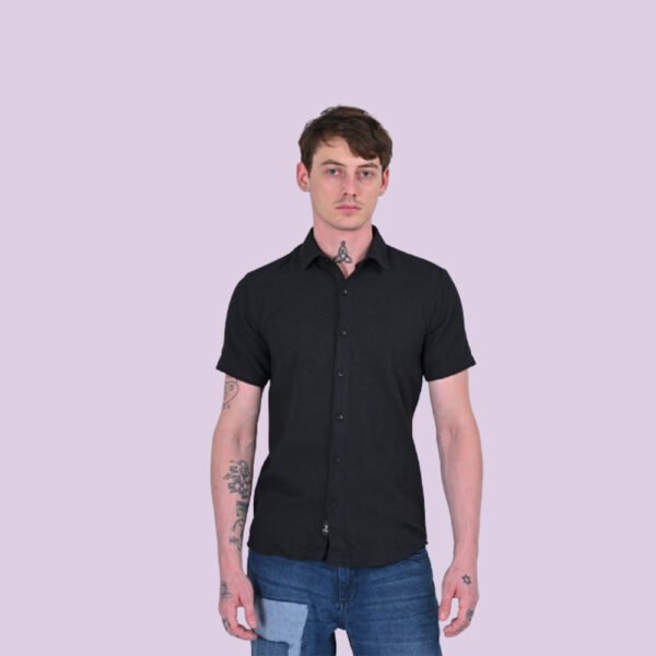 Stylofy Men Slim Fit Cotton Jute Half Sleeve Shirt