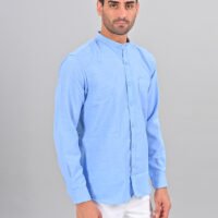 Stylofy Men's Solid Slim Fit Full Sleeve Mandarin Collar Button Cuff Shirt - Image 2