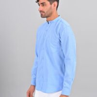 Stylofy Men's Solid Slim Fit Full Sleeve Mandarin Collar Button Cuff Shirt - Image 3