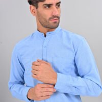 Stylofy Men's Solid Slim Fit Full Sleeve Mandarin Collar Button Cuff Shirt - Image 5