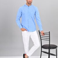 Stylofy Men's Solid Slim Fit Full Sleeve Mandarin Collar Button Cuff Shirt - Image 6