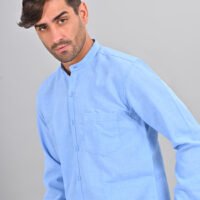 Stylofy Men's Solid Slim Fit Full Sleeve Mandarin Collar Button Cuff Shirt - Image 7
