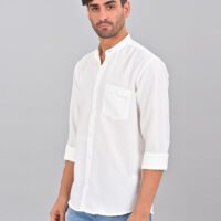 Stylofy Men's Solid Slim Fit Full Sleeve Mandarin Collar Button Cuff Shirt - Image 6