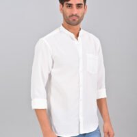 Stylofy Men's Solid Slim Fit Full Sleeve Mandarin Collar Button Cuff Shirt - Image 2
