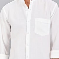 Stylofy Men's Solid Slim Fit Full Sleeve Mandarin Collar Button Cuff Shirt - Image 3