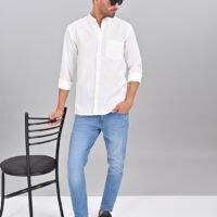 Stylofy Men's Solid Slim Fit Full Sleeve Mandarin Collar Button Cuff Shirt - Image 4