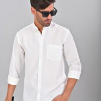 Stylofy Men's Solid Slim Fit Full Sleeve Mandarin Collar Button Cuff Shirt - Image 5