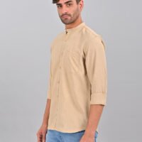 Stylofy Men's Solid Slim Fit Full Sleeve Mandarin Collar Button Cuff Shirt - Image 3