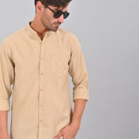 Stylofy Men's Solid Slim Fit Full Sleeve Mandarin Collar Button Cuff Shirt - Image 7