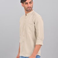 Stylofy Men's Solid Slim Fit Full Sleeve Mandarin Collar Button Cuff Shirt - Image 3