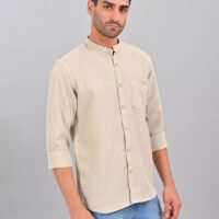 Stylofy Men's Solid Slim Fit Full Sleeve Mandarin Collar Button Cuff Shirt - Image 4