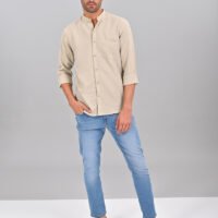 Stylofy Men's Solid Slim Fit Full Sleeve Mandarin Collar Button Cuff Shirt - Image 6