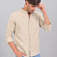 Stylofy Men's Solid Slim Fit Full Sleeve Mandarin Collar Button Cuff Shirt - Image 7