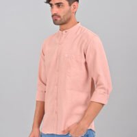 Stylofy Men's Solid Slim Fit Full Sleeve Mandarin Collar Button Cuff Shirt - Image 3